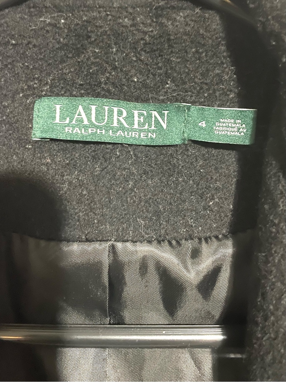 Lauren Ralph Lauren Womens Black Wool Blend Long Pea Coat Size 4 Lined - Picture 5 of 8